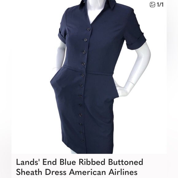 Lands' End Blue Buttoned Mini Dress size 14 - Picture 1 of 1